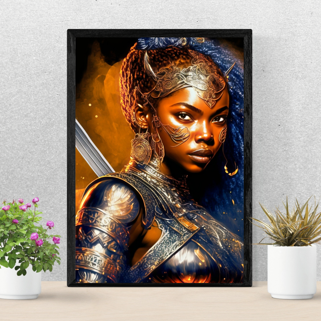 africa-blue-haired-woman-warrior-poster