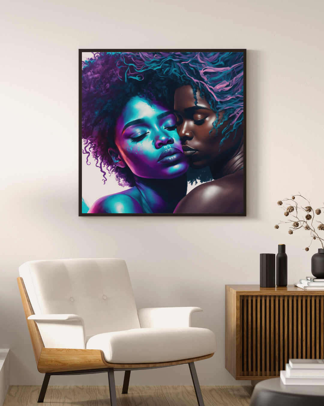 african-american-lesbian-couple-embrace-wall-print