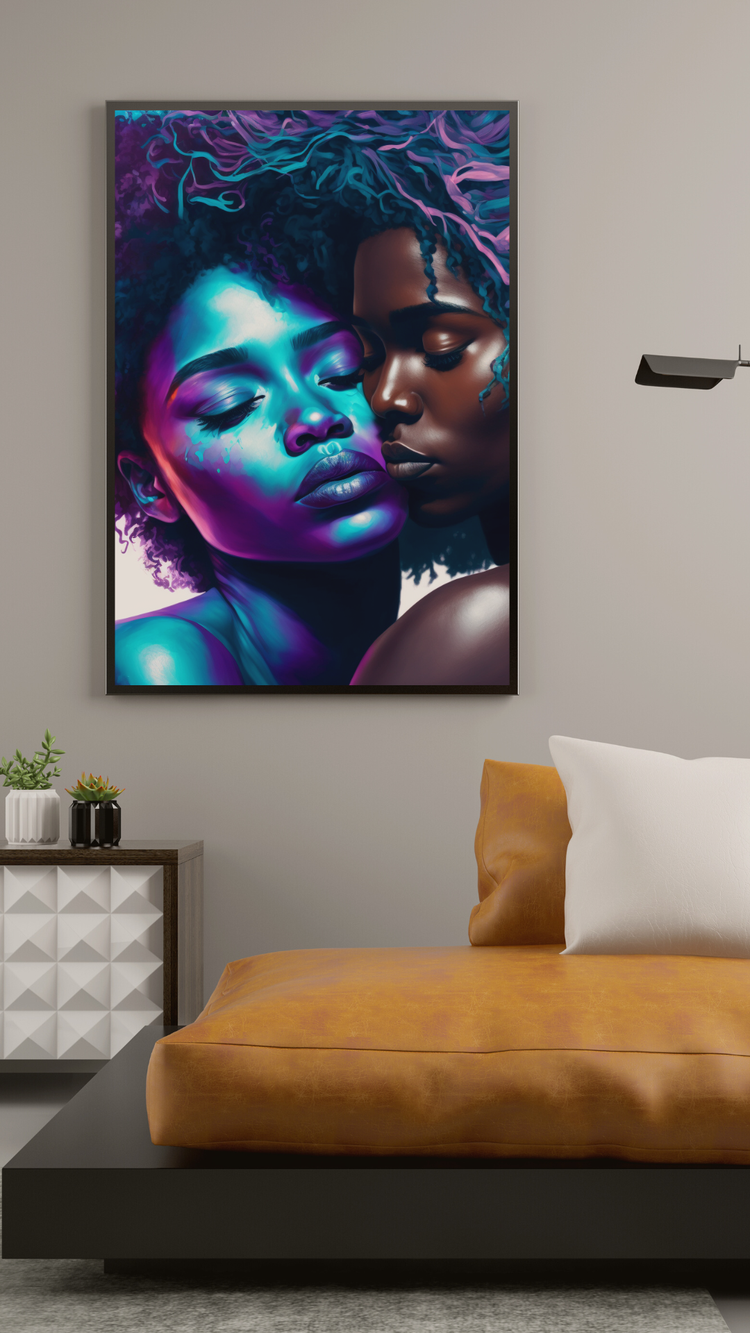 african-american-lesbian-couple-embrace-wall-print