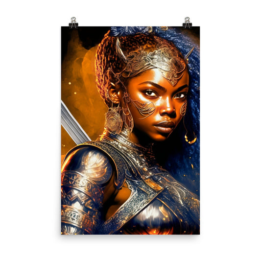 africa-blue-haired-woman-warrior-poster