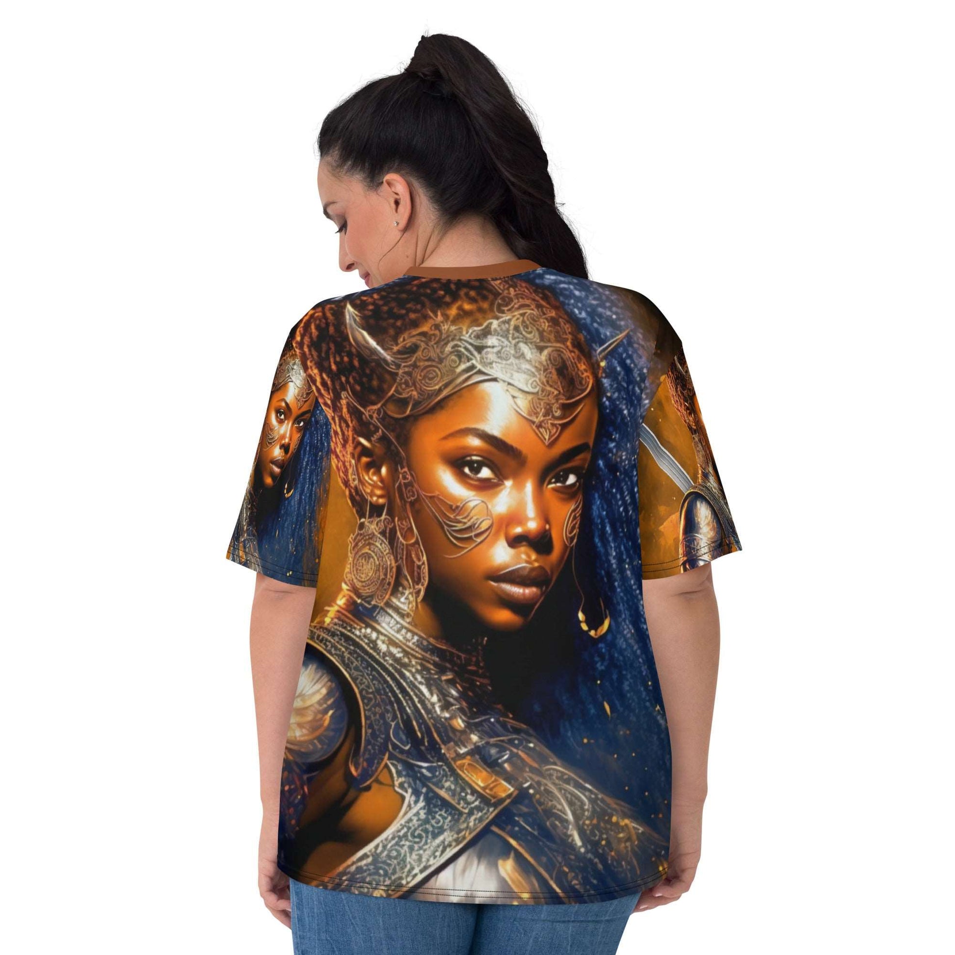 African American Blue Haired Women Warrior T-Shirt