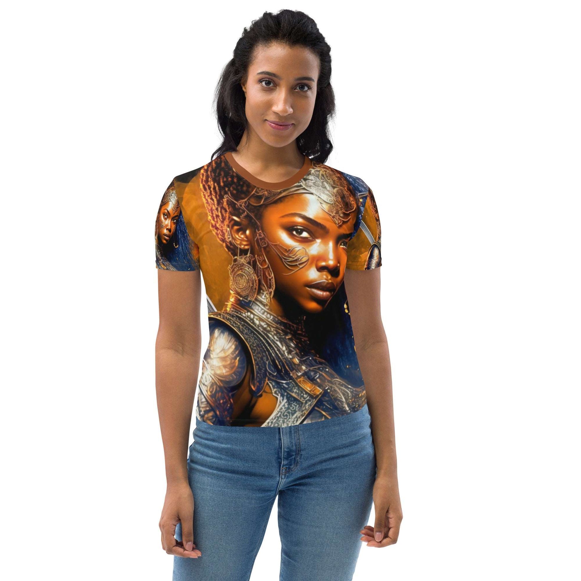 African American Blue Haired Women Warrior T-Shirt