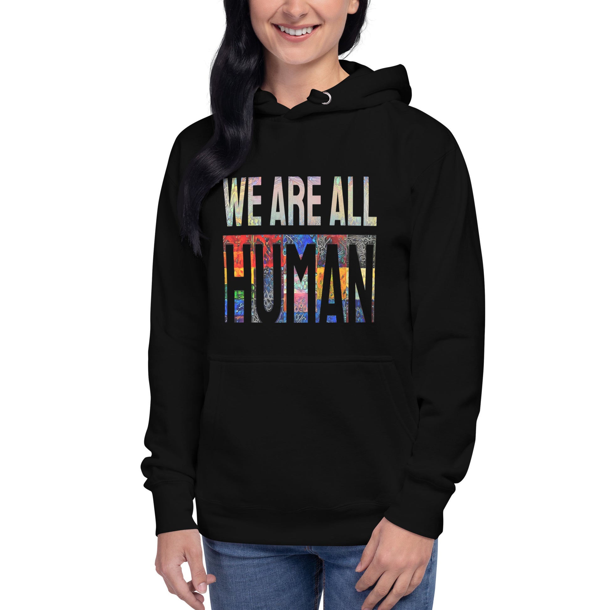 we-are-all-human-unisex-black-hoodie